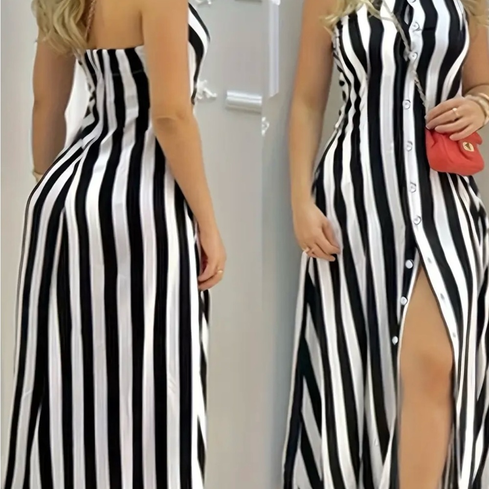SHEIN Monochrome Strapless Maxi Dress
